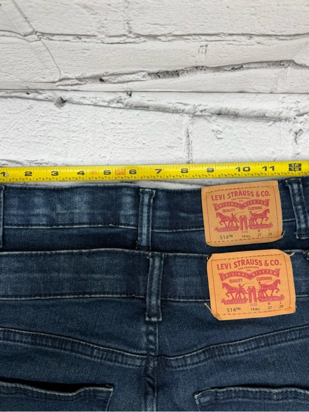 Lot of 2 Levis Boys Denim Jeans 514 Straight Dark Wash Size 14R 27x29